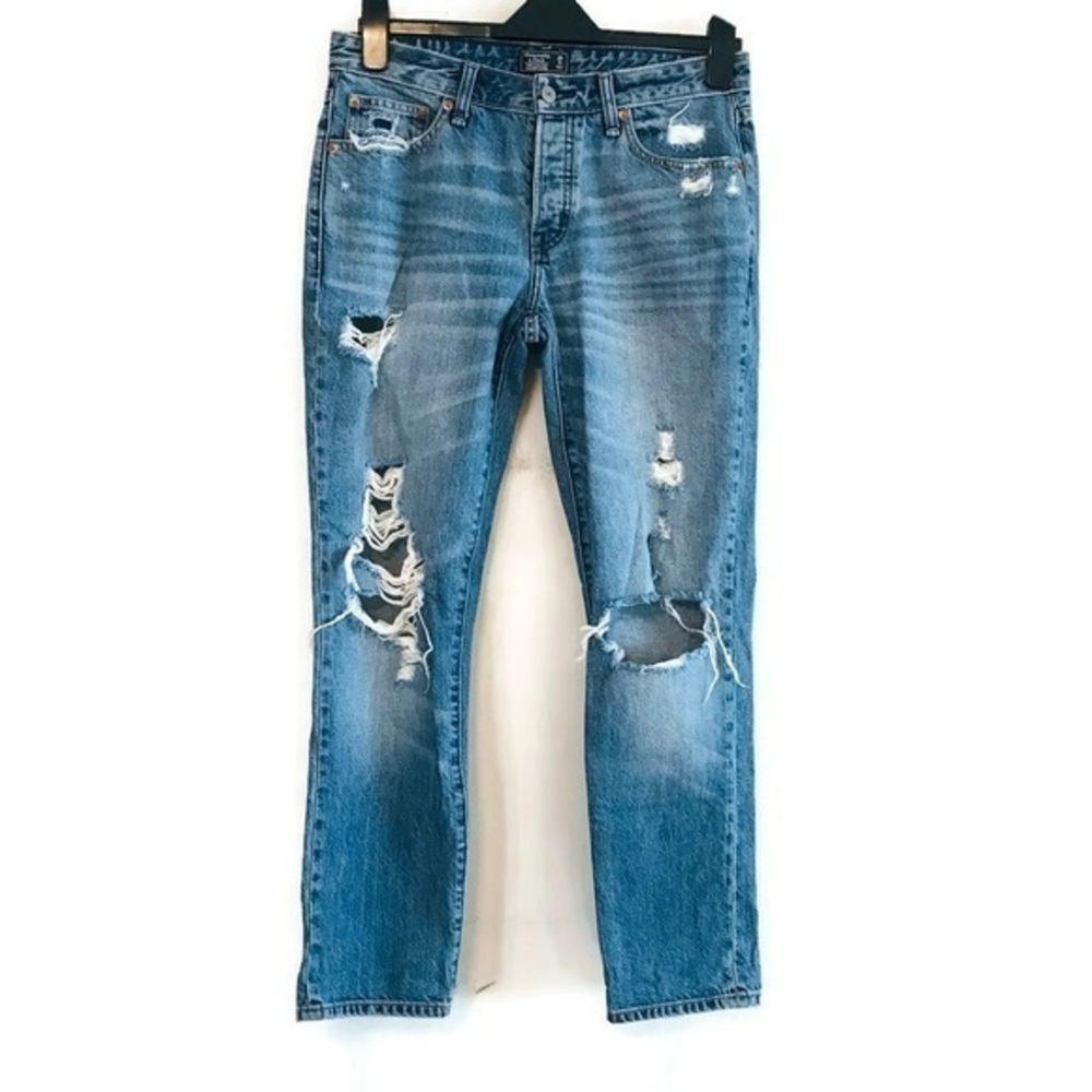 Abercrombie & Fitch Ames Distressed Low Rise Slim Boyfriend Jeans Womens Size 26